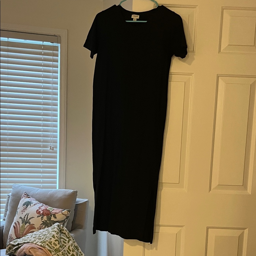 J. Crew Black Short-Sleeve Maxi Dress
